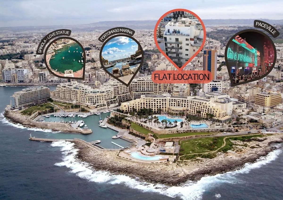 Lejlighed Paceville - 2A - Bright 2Br Apt With Balcony & Ac Near Night Life Saint Julian's Malta
